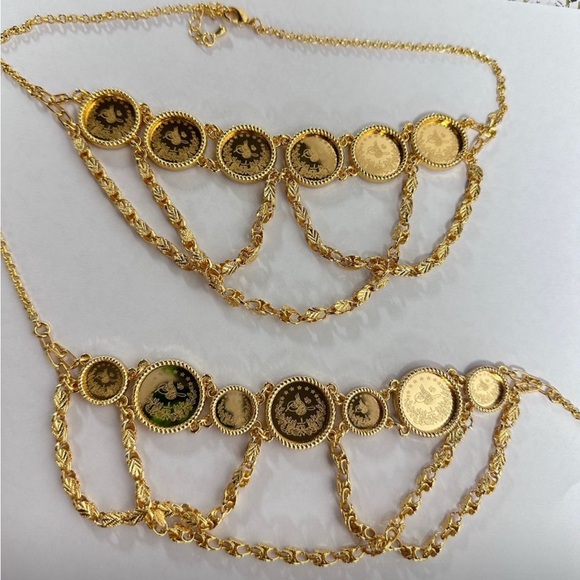 Gold Coin Chain Necklace choker lira middle Eastern jewelry thobe abaya - Picture 1 of 1